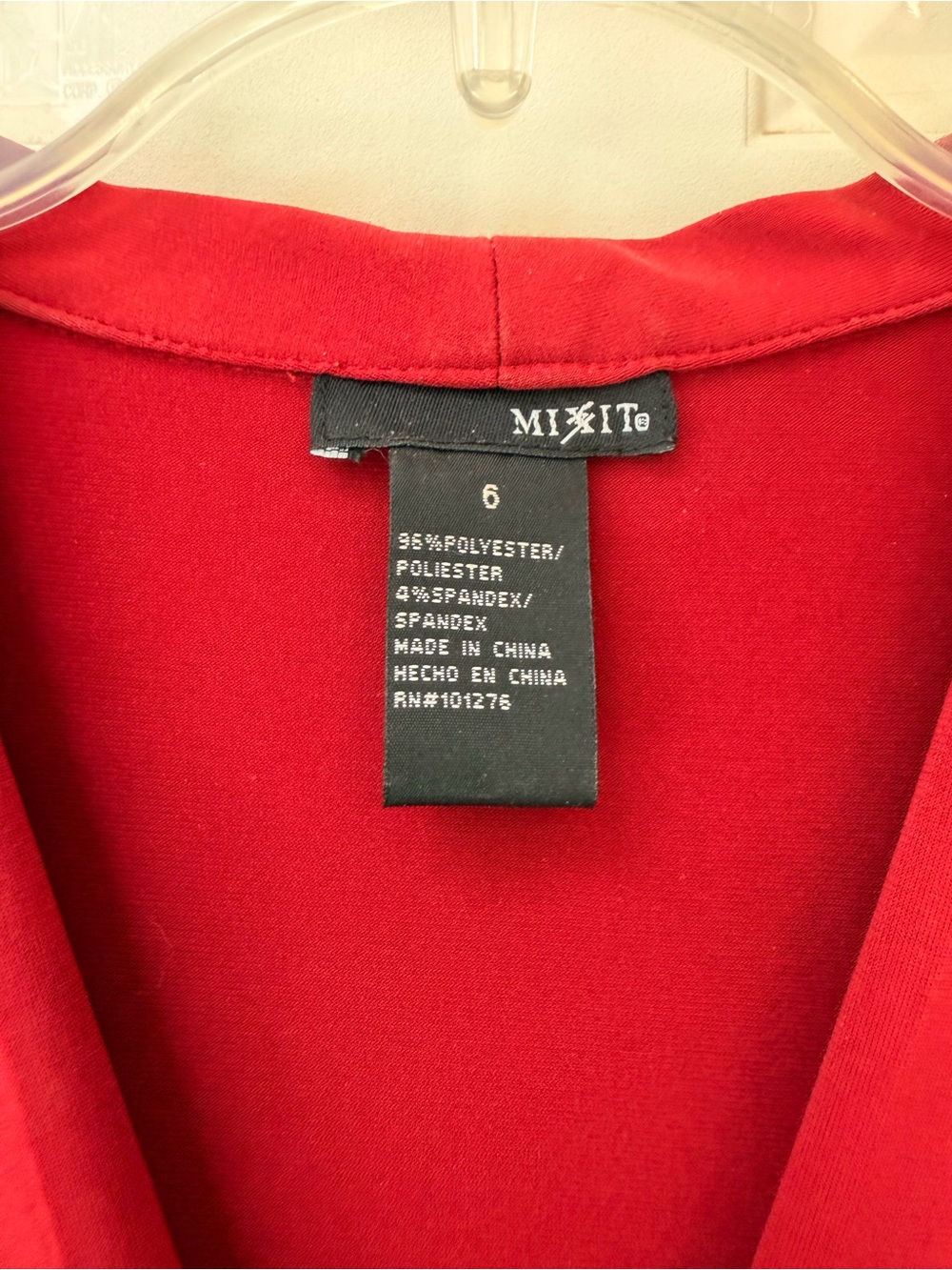 Mixit Red V-Neck Midi Flared Soft Knit Dress with Wrap Tie Belt, Sz 6 - Picture 4 of 14
